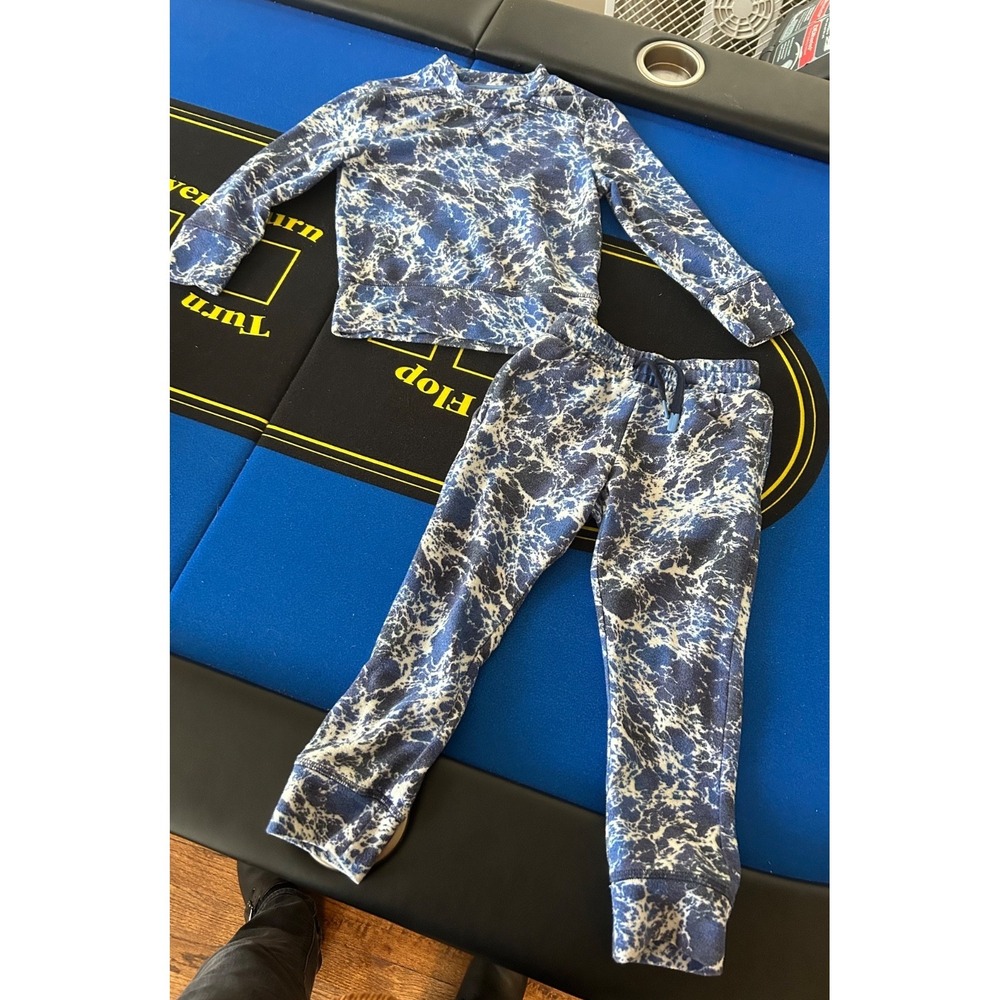 Rockets of Awesome Kids 2-Piece Sweatshirt & Jogger Set Blue White Outline Sz 4